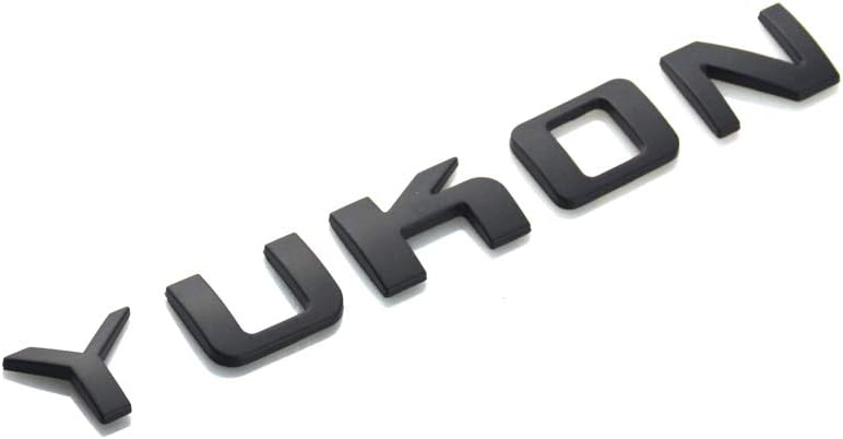2Pcs YUKON Nameplate Emblem Letter Badge 3D Replacement for GMC Yukon Sierra Terrain Suburban Glossy (Matte Black)