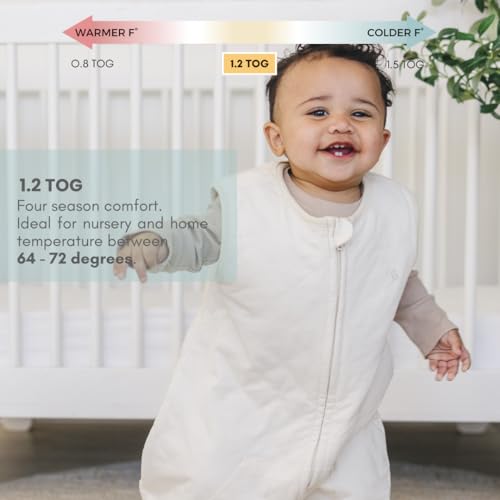Image of Tealbee Dreamsuit Toddler Sleep Sack with Feet - Walker Sleep Bag with Legs, Rayon made from Bamboo, All Season 1.2 TOG, 2-Way Zipper, 3T-4T - Undyed