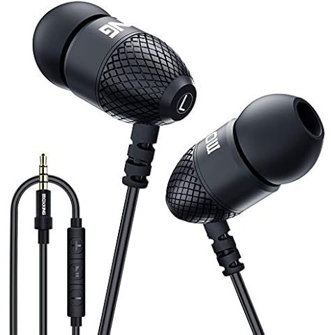 Wired Bass Metal Earphones Noise Isolating Sound and Stereo in Ear Headphones with Microphone and Volume Control Aluminum Alloy, Carabiner, 3.5mm Jack for Cell Phones (BLACK) Cover