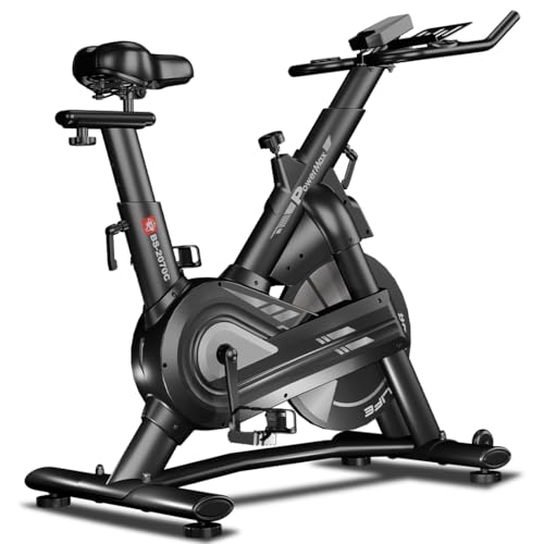 Image of PowerMax Fitness BS-2070C Semi-Commercial Exercise Magnetic Resistance Spin Bike for Home Gym |18kg Flywheel, Max User 170kg, 2pcs Crank, LCD Display, Adjustable Foot Strap and Seat, Heart Rate Sensor