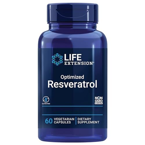 Life Extension, Optimized Resveratrol, avec Resvératrol et Quercétine, 60 Comprimés végétaliens, Testé en Laboratoire, Végétarien, Sans Gluten, Sans OGM