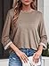 Dokotoo Early Spring Tops for Women 2026 Fall Clothes Brown 3/4 Sleeve Blouses Womens Tops T Shirts Summer Outfits Business Casual Tops Dressy Fashion Clothing Plus Size Women's Trendy Elegantes