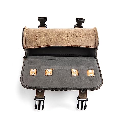Alforja mini para motocicleta, bolsa para horquilla de 8,26 pulgadas, hecha de cuero sintético PU, bolsa para herramientas en manillar para motocicleta, bicicleta eléctrica y bicicleta (Estilo B) miniatura 5