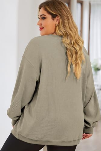 Image of Eytino Women Plus Size Sweatshirt Oversized Crew Neck Long Sleeve Tops