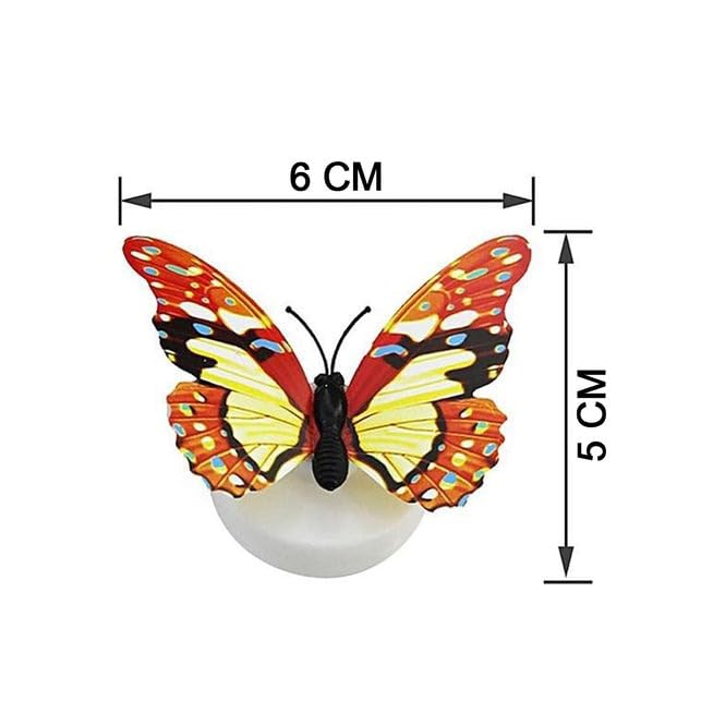 Image of ATEVON 3D Butterfly LED Night Lamp - Wall Mount Decorative Light with Colorful Illusion Effect for Bedroom Living Room Kids Room Lobby and Gift Use