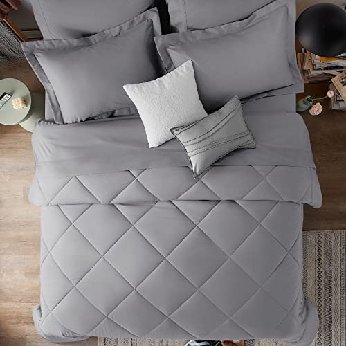 Cozylux Twin Bed In A Bag Comforter Sets With Comforter And Sheets 5-Pieces For Girls And Boys Light Grey All Season Bedding Sets With Comforter, Pillow Sham, Flat Sheet, Fitted Sheet And Pillowcase #TOP2