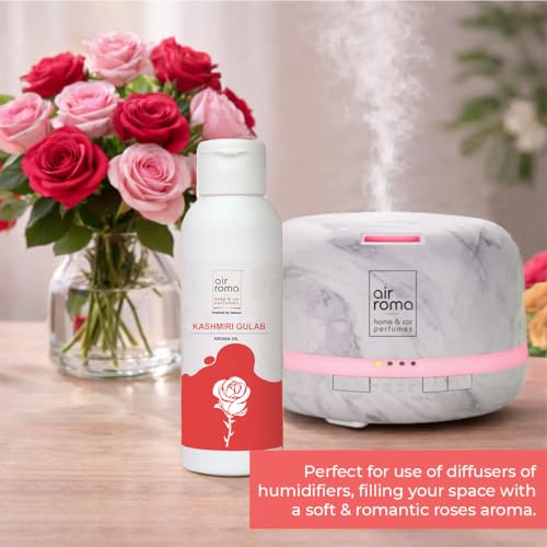 Image of AIR-ROMA Kashmiri Gulab Scented Aroma Diffuser Oil, Pure, Natural and Undiluted 100ml | Strong & Long-Lasting Aroma - Fragrance Oil for Home, Office, Candles