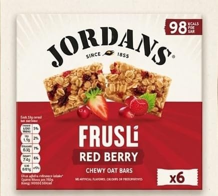 Jordans Frusli Red Berry By febora Chewy Oat Bars, Pack of 6, 150g | 98 Kcals per Bar, No Artificial Additives, Wholegrain Oats, Vegetarian, Ready to Eat-image-27