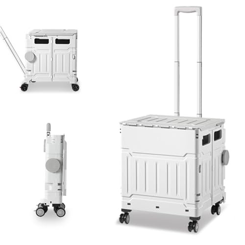 EIING ショッピングカート 折り畳み キャリーカート 軽量 買い物カート 多機能 アウトドアキャンプカート コンテナキャリー 耐荷重100KG 調整可能なドローバー 4輪 8輪360°回転 静音 キャスター ブレーキ付き 階段を楽に登る 3段階調整 携帯便利 簡単組立 コンパクト おしゃれ キャンプ用 車載用収納ボックス 旅行用品 頑丈 様々な路面に対応