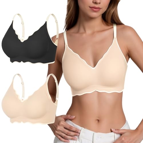 FEOYA Womens Girls Seamless Bras Wireless Bras Lightly Padded Adjustable Straps Breathable