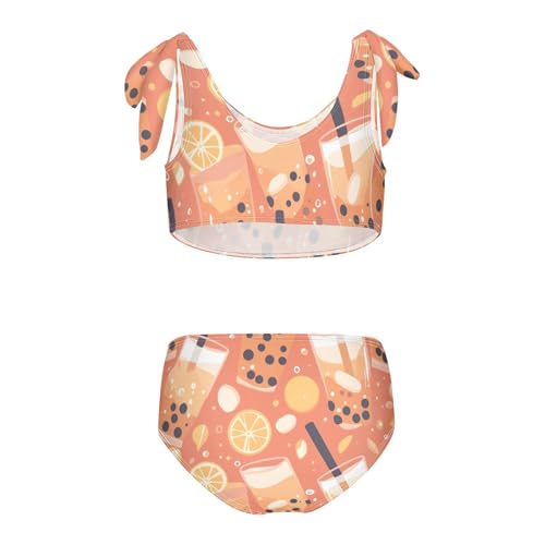 KLL Bubble Tea Pattern Girl 2 Piece Bikini Sets Scoop Neck Swimming Swimwear Swimsuit2