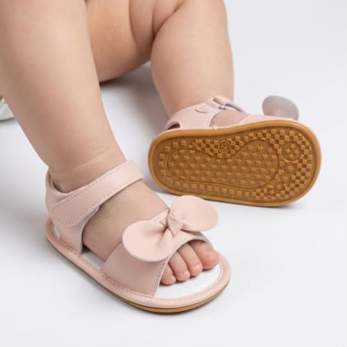 Image of Meckior Baby Toddler Infant Girls PU Leather Soft Open Toe Summer Sandals Flower Princess Flat Shoes