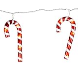 Kurt Adler 35-Light 7 Inch Transparent Red and White Candy Cane Light Set