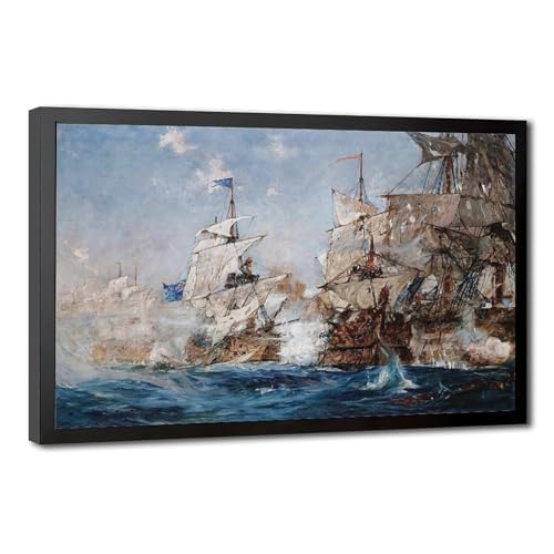 The Battle of Trafalgar par Charles Edward Dixon impression sur toile d'art durable 40x61