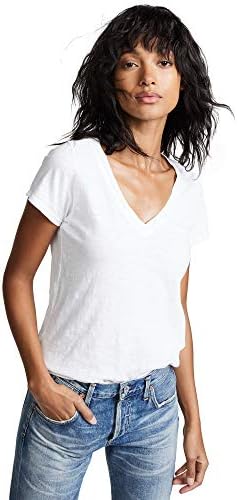 Velvet by Graham & Spencer womens Jillian V-neck Tee T Shirt, White, Large US