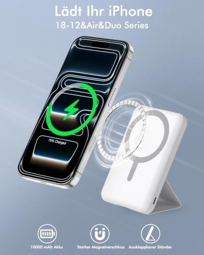 Podoru Powerbank für Magsafe, 10000mAh 22,5W Power Bank iPhone mit Ständer – Ansicht 3