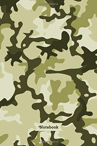 Notebook: Unlined Journal - 6 x 9 in unruled notebook - 100 blank plain pages - Military camouflage army green camo cover design