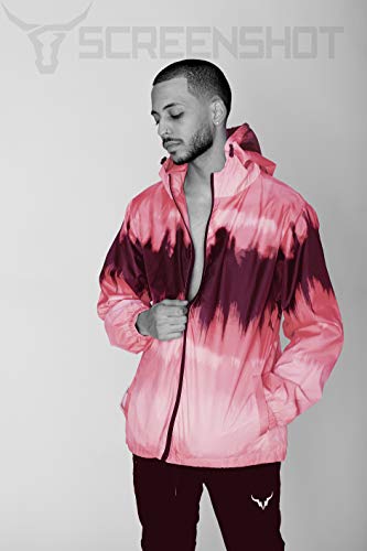 Image of SCREENSHOT Mens Streetwear Windbreaker Jacket - Lightweight Graphic Hoodie, Graffiti Hip Hop Urban Fashion Pullover Top