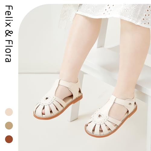 Image of Felix & Flora Toddler Girls Sandals Flower Girl Shoes Soft Rubber Princess Flat Shoes