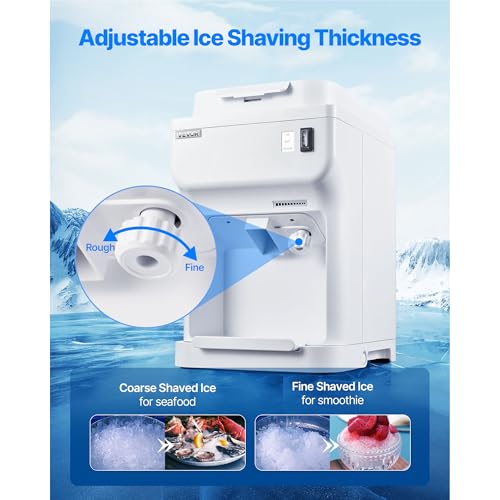 Image of VEVOR Ice Shaver Machine Electric Snow Cone Machine, 265 LBS /H Shaved Ice Machine 250W Ice Crusher Triple Blades Tabletop Shaved Ice Maker with Adjustable Fineness for Home and Commercial Use