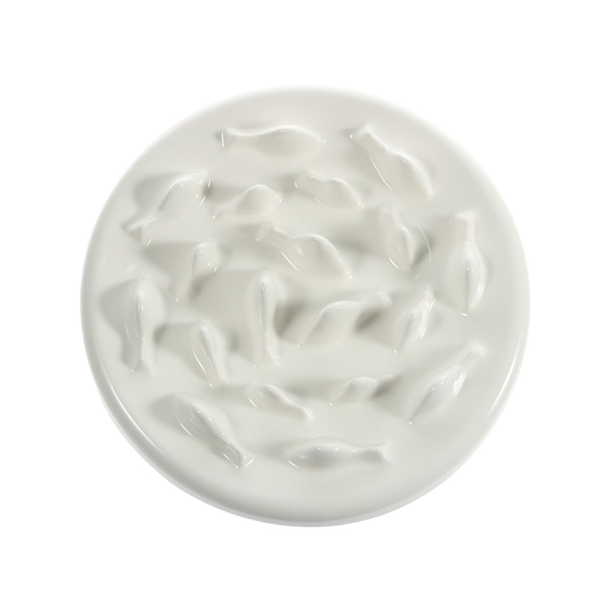 Toyvian Gamelle pour Chat en Céramique Blanche Forme Labyrinthe, Bol Anti-glouton pour Alimentation Lente, Facile à Laver, Repas des Chats et Chiens