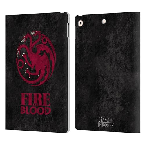 Head Case Designs Officially Licensed HBO Game of Thrones Targaryen Dark Distressed Look Sigils Leather Wallet Case Compatible with Apple iPad 10.2 2019/2020/2021