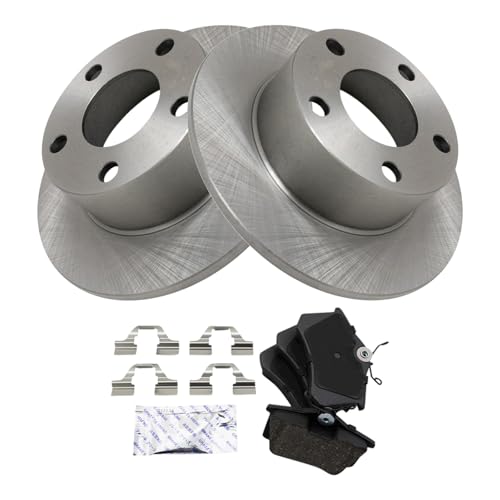 Image of TRQ Rear Brake Pad and Rotor Set Ceramic Compatible with 1998-2004 Audi A6 2004-2005 Volkswagen Passat