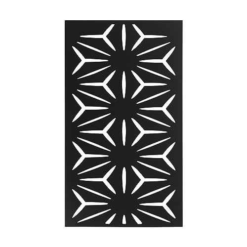 GUEYYSAN Outdoor Privacy Screen Panels, Decorative Metal Shade Fence with Floral Cut-Out Design Modern Black Screen for Wall Garden Patio
