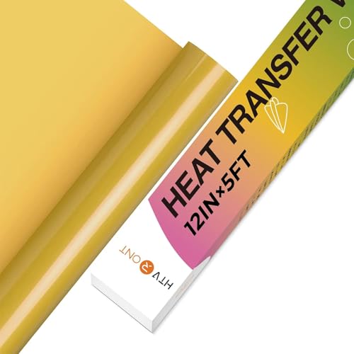 HTVRONT Gold Iron on Vinyl - 12 x 5ft Gold HTV Vinyl for T-Shirts, Heat Transfer Vinyl for All Cutter Machine - Easy to Cut & Weed for Heat Vinyl Design