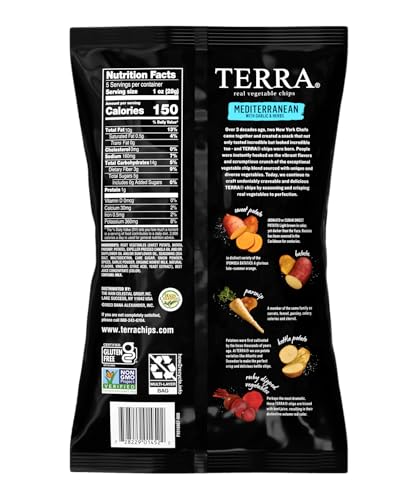 Terra Vegetable Chips, Mediterranean Garlic & Herbs Real Vegetable Chips, 5 oz (Pack of 6)