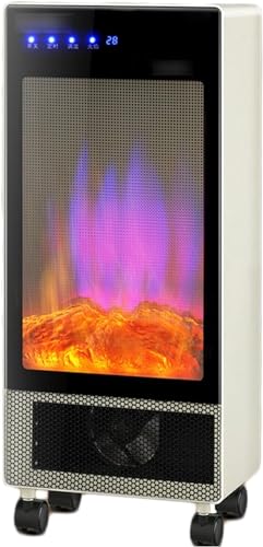 Calentador Eléctrico para Hogar, Calentador de chimenea independiente con llama realista, Estufas de chimenea eléctricas, con control remoto y temporizador de 12 horas, Termostato, Protección contra s