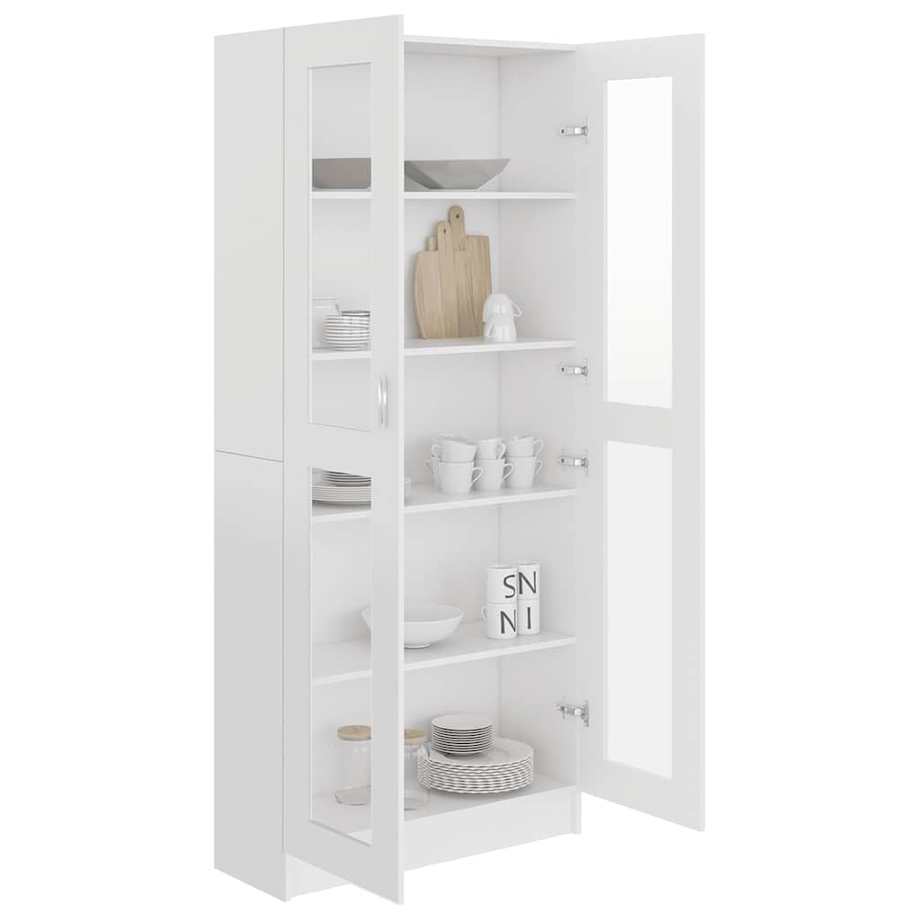 Tomostar Vitrine en Verre, Armoire Vitrine de Collection Armoire Vitrée Bibliothèque Meubles de Rangement pour Salon Blanc 82,5x30,5x185,5 cm Bois d'ingénierie