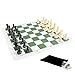 Portable Chess & Checkers Set, 42cm Tournament Chess Mat with Chess & Storage Bag, PU Leather Tournament Roll Up Chess Board Travel Chess Sets(Size:42cm)