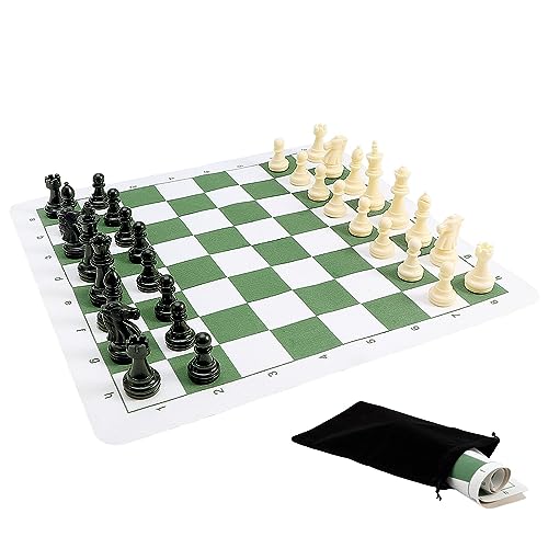 Set portátil de ajedrez y damas con tablero de 42 cm miniatura 1