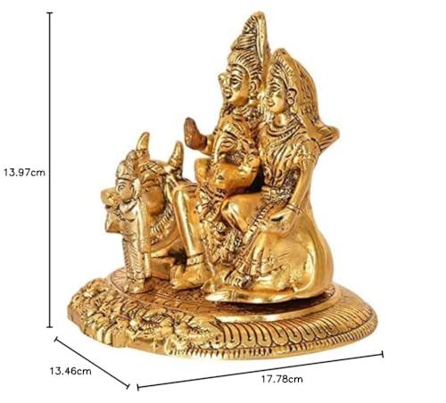 AONA Metal Lord Shiva Parvati Kartikeya and Ganesha Murti Shiv Family Parivar Idol Statue for Home Décor Mandir Temple Gift Showpiece, Height : 5.5 Inches(golden) - Image 5 thumbnail