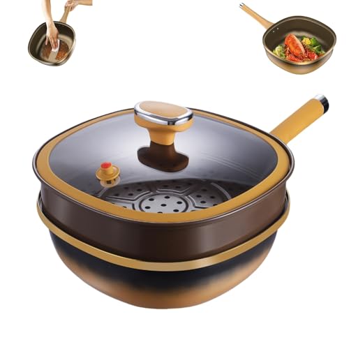 12in Titanium Alloy Non-stick Pot with Lid, Non Stick Frying Pans, Titanium Pans for Cooking, with Ergonomic Stay-Cool Handles (