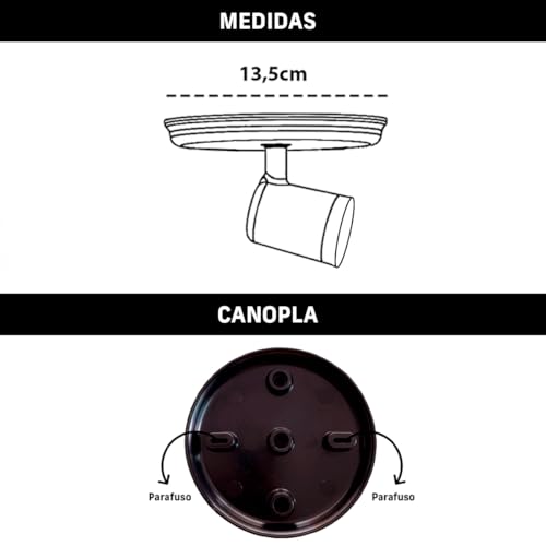 Kit 3 Luminárias Spot de Sobrepor 1 Lâmpada Direcionável E27 Articulado (preto)