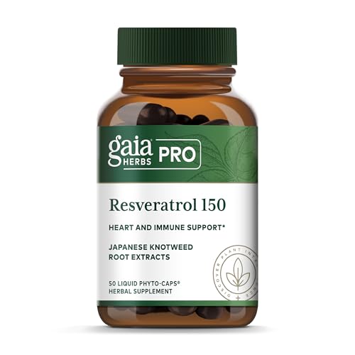 GAIA HERBS PRO Resveratrol 150 - Offers Heart Health & Immune Support - Contains Japanese Knotweed - Vegan Soy-Free & Gluten-Free - 50 Liquid Phyto-Caps (25 Servings)