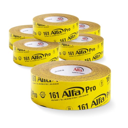 Alfa 161 Pro» - Ruban adhésif en papier haute performance, 6 pièces, 60 mm x 25 m, ultra fixant à usage intérieur