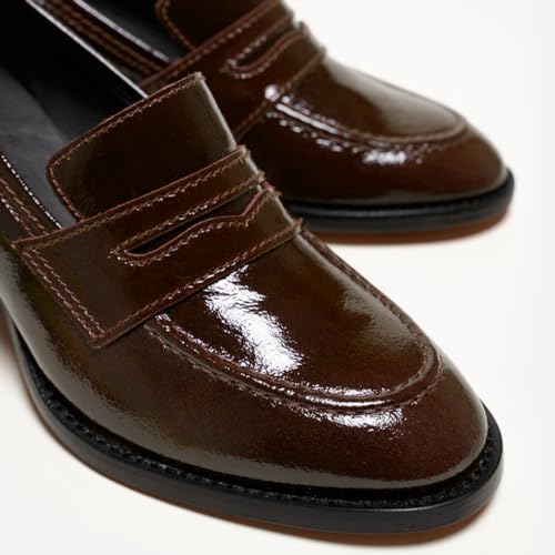 Image of SHODENSE Women Vintage Chunky Heel Loafers Pumps Platform Round Closed Toe Oxford Shoes Burnished Patent Matte Suede Slip On Dress Loafer Block Stacked Heels Office Formal Work Business 4-11 M US