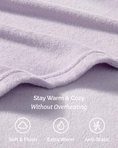 Image of Fleece Sheets Twin Size Set - 3-Piece Flannel Sheet Set - Pastel Lilac