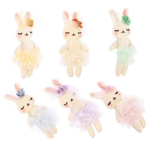 FUNOMOCYA 6 Piezas Conjunto de Conejitos de Peluche Suaves Rellenos de Materiales Duraderos para Manualidades DIY y Decoración de Pascua