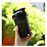 Protein Shaker Bottle Blender for Shake and Pre Work Out, Best Shaker Cup (BPA free) w. Classic Loop Top & Whisk Ball, Kitchen Water Bottle (Black Top/Black Body, 16OZ-400ML-1PACK)