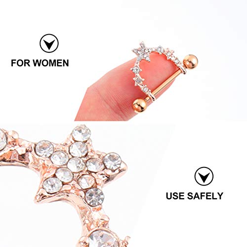 2 pares de anéis de mamilo sem piercing de strass para mamilo, de aço inoxidável, grampos de mamilo,