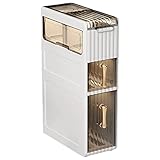 WEAFIEO Small Bathroom Floor Cabinet with Clear Drawers and Casters Large Capacity Narrow Tall Slim Tower Waterproof Towel Toilet Paper Organizer Vertical Storage Unit for Small Spaces Gaps White