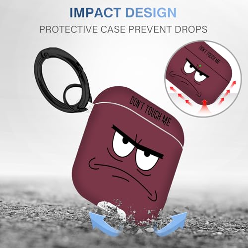 Image of for Airpods Case,Don't Touch Me Cool Cover with Lanyard Big Eyes Cute Cartoon for Airpods 2nd Generation Case,Soft Shockproof Cover for Women Men-Claret
