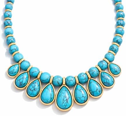 Sheplus Gifts for Mom - Genuine Turquoise Statement Gold Chunky N...