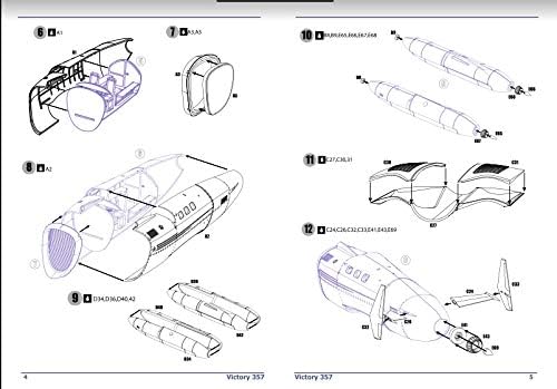 Instruction manual page showing further sub-assembly steps for external components and engines