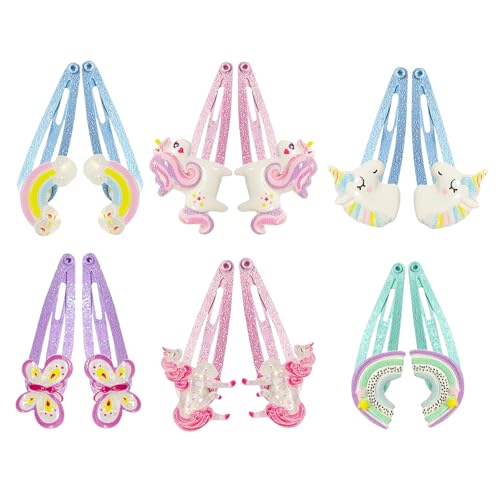 12 Piece Unicorn Hair Clips - Cute Glitter Hair Accessories For E...