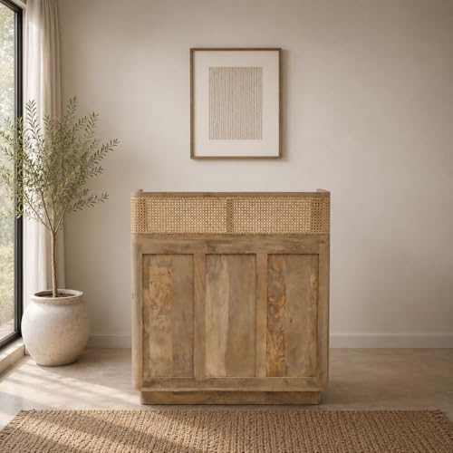Image of The Attic Mehfil Bar Cabinet, Natural Finish